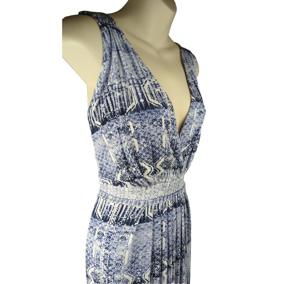 TART Brand Maxi Dress Faux Wrap Blue Print Boho Batik Stretch Super Soft 1X XL - Picture 3 of 5